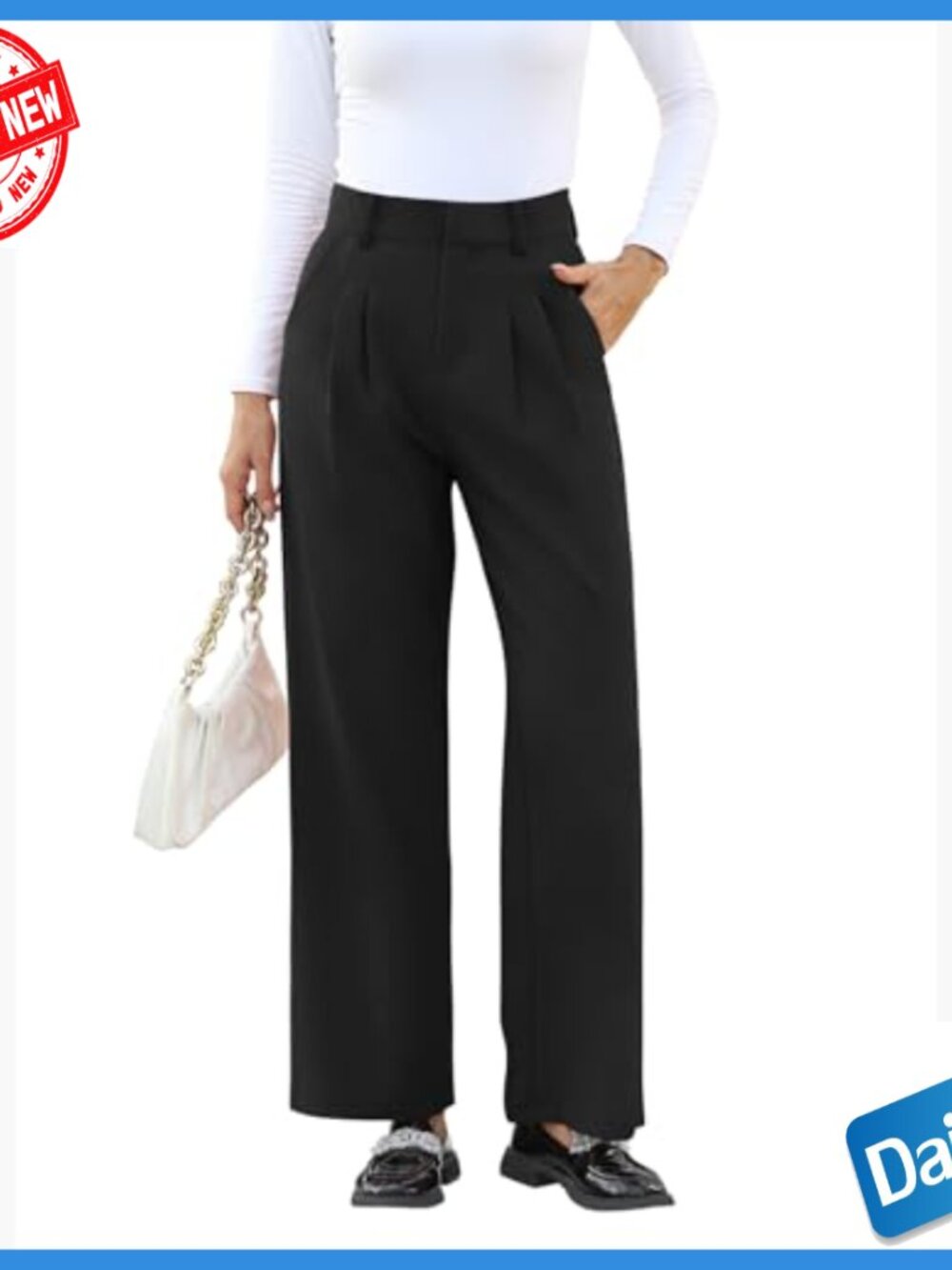 High Waisted Work Pants Business Casual Office Trousers with Pockets - Picture 4 of 7